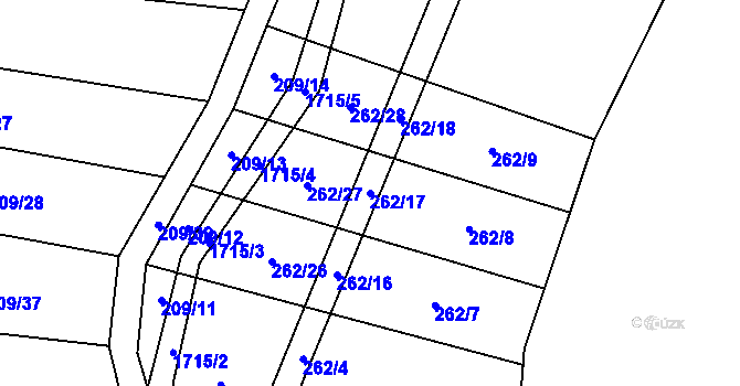 Parcela st. 262/17 v KÚ Zvánovice, Katastrální mapa