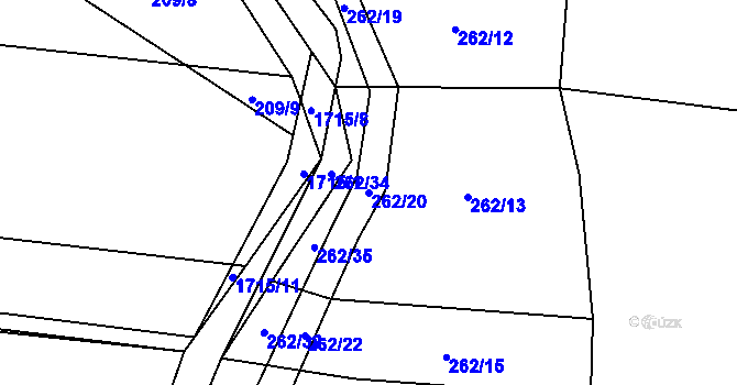 Parcela st. 262/20 v KÚ Zvánovice, Katastrální mapa