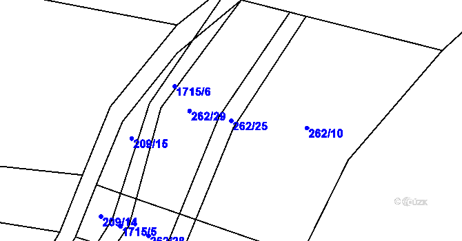 Parcela st. 262/25 v KÚ Zvánovice, Katastrální mapa
