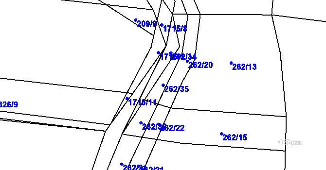 Parcela st. 262/35 v KÚ Zvánovice, Katastrální mapa