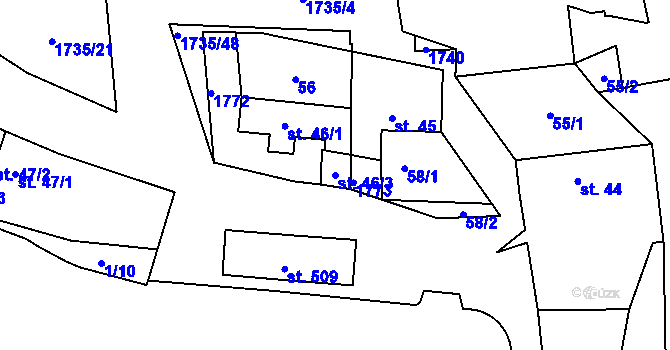 Parcela st. 46/3 v KÚ Zvánovice, Katastrální mapa