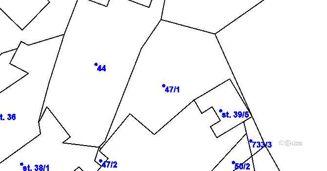 Parcela st. 47/1 v KÚ Zvánovice, Katastrální mapa