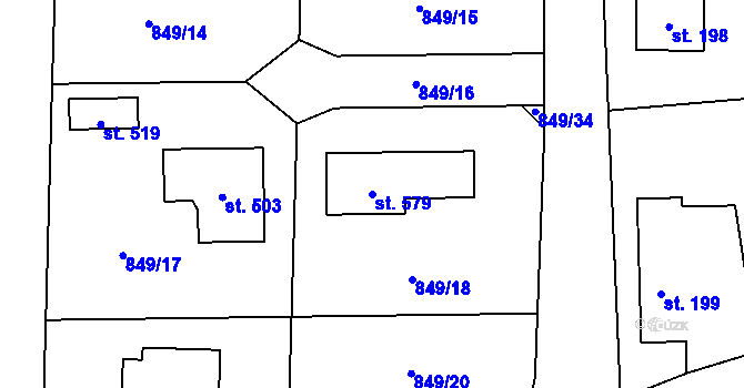 Parcela st. 579 v KÚ Zvánovice, Katastrální mapa