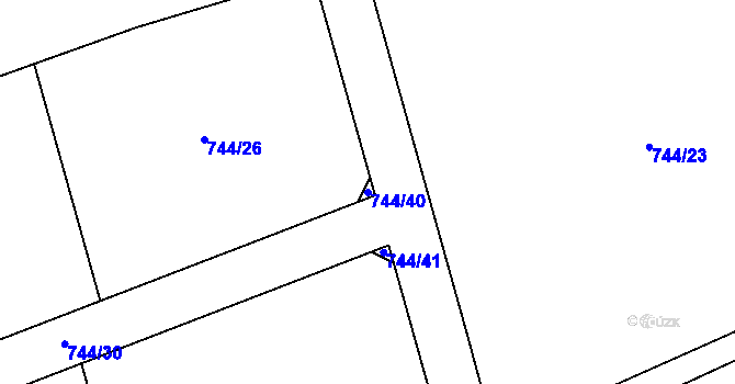 Parcela st. 744/40 v KÚ Zvánovice, Katastrální mapa