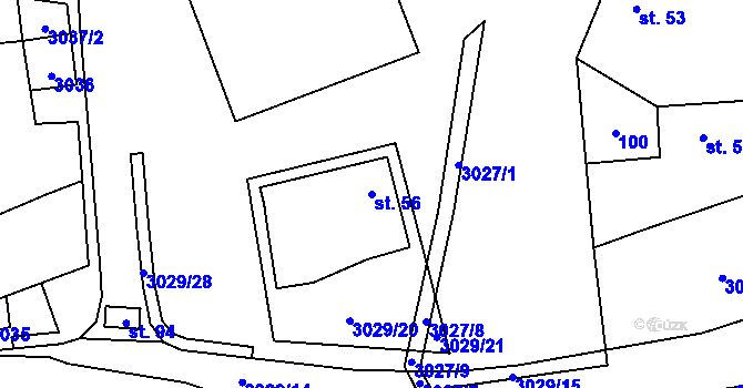 Parcela st. 56 v KÚ Zvěrkovice u Moravských Budějovic, Katastrální mapa