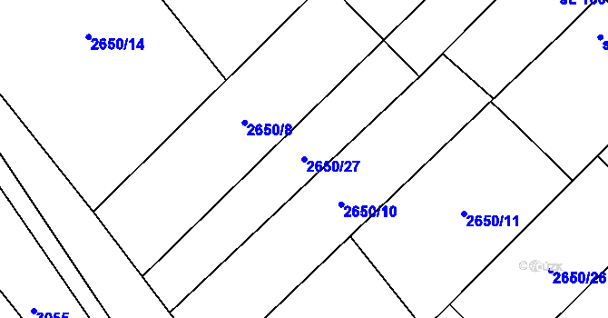 Parcela st. 2650/27 v KÚ Zvěrkovice u Moravských Budějovic, Katastrální mapa