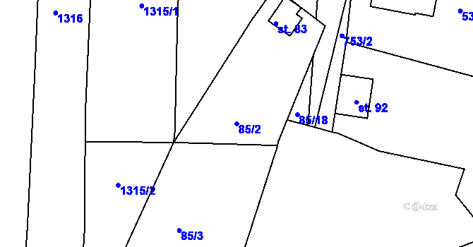 Parcela st. 85/2 v KÚ Sedlečko u Soběslavě, Katastrální mapa