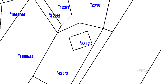 Parcela st. 2317 v KÚ Zvěrotice, Katastrální mapa