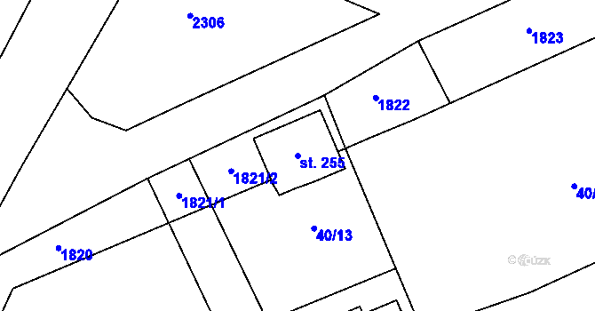 Parcela st. 255 v KÚ Zvěrotice, Katastrální mapa