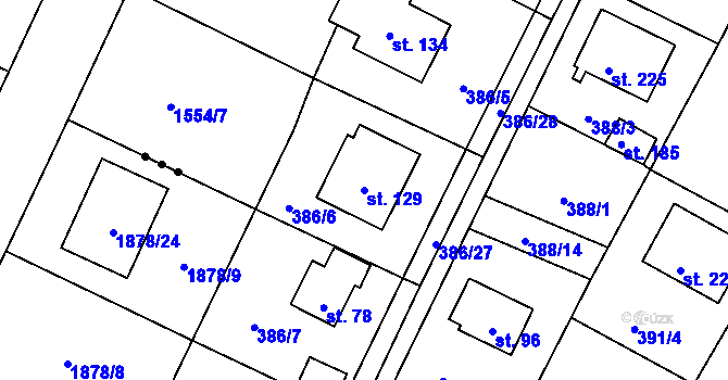 Parcela st. 129 v KÚ Zvěrotice, Katastrální mapa