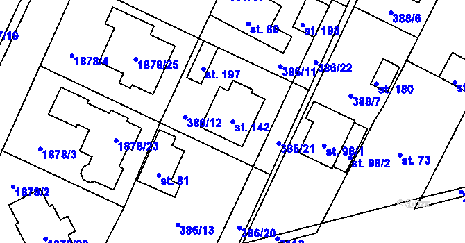 Parcela st. 142 v KÚ Zvěrotice, Katastrální mapa