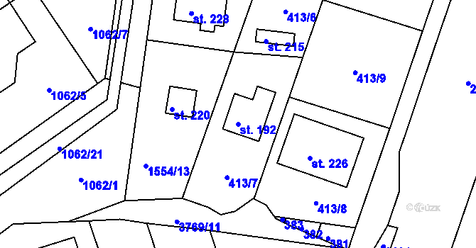 Parcela st. 192 v KÚ Zvěrotice, Katastrální mapa