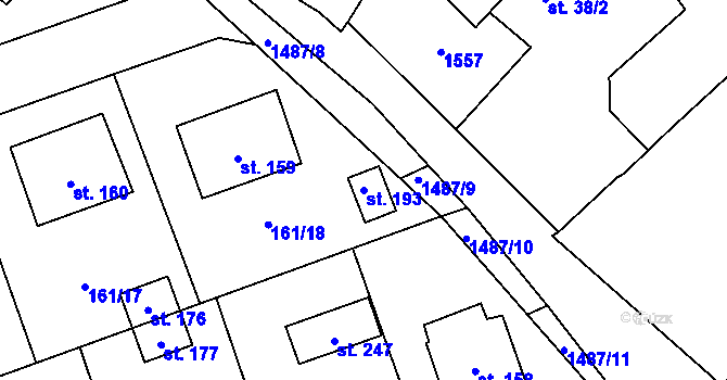 Parcela st. 193 v KÚ Zvěrotice, Katastrální mapa