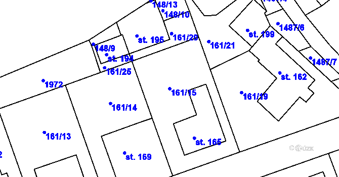 Parcela st. 161/15 v KÚ Zvěrotice, Katastrální mapa