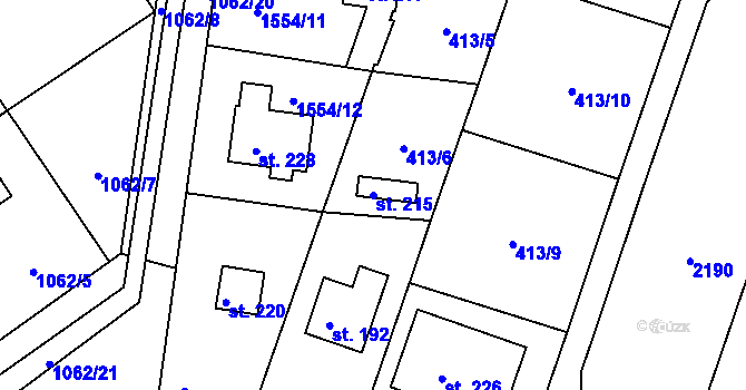 Parcela st. 215 v KÚ Zvěrotice, Katastrální mapa