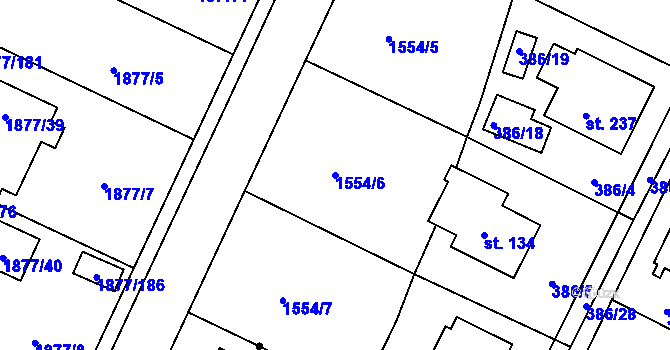 Parcela st. 1554/6 v KÚ Zvěrotice, Katastrální mapa