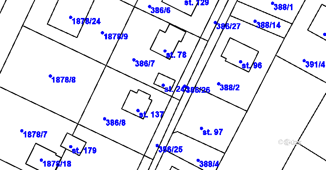 Parcela st. 243 v KÚ Zvěrotice, Katastrální mapa