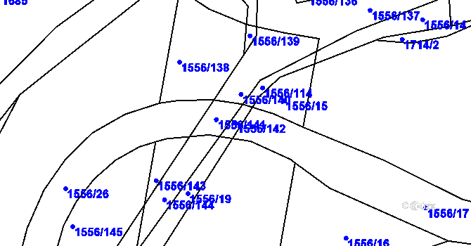Parcela st. 1556/142 v KÚ Zvěrotice, Katastrální mapa