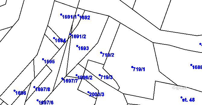 Parcela st. 719/2 v KÚ Zvěrotice, Katastrální mapa