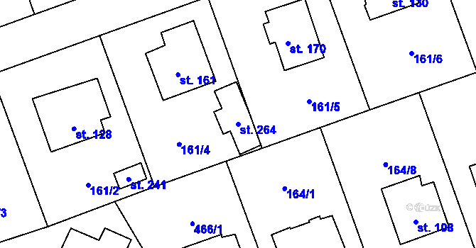 Parcela st. 264 v KÚ Zvěrotice, Katastrální mapa