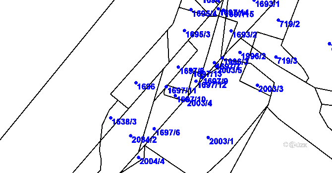 Parcela st. 1697/11 v KÚ Zvěrotice, Katastrální mapa