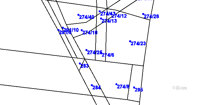 Parcela st. 274/6 v KÚ Zvěřínek, Katastrální mapa