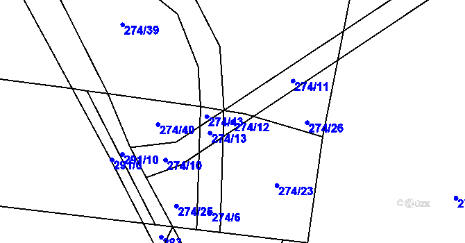 Parcela st. 274/12 v KÚ Zvěřínek, Katastrální mapa