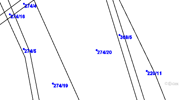 Parcela st. 274/20 v KÚ Zvěřínek, Katastrální mapa