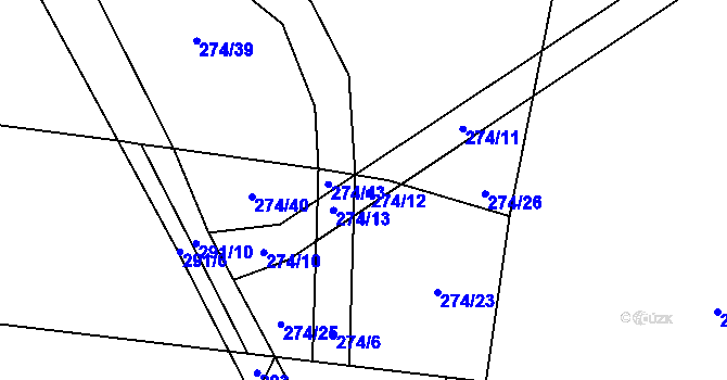 Parcela st. 274/49 v KÚ Zvěřínek, Katastrální mapa