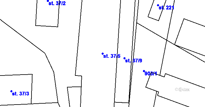 Parcela st. 37/5 v KÚ Zvěstov, Katastrální mapa