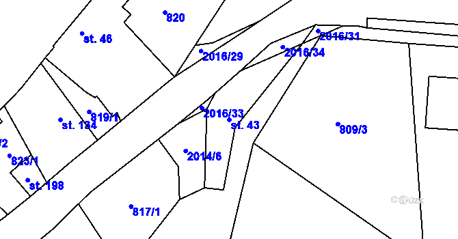 Parcela st. 43 v KÚ Zvěstov, Katastrální mapa