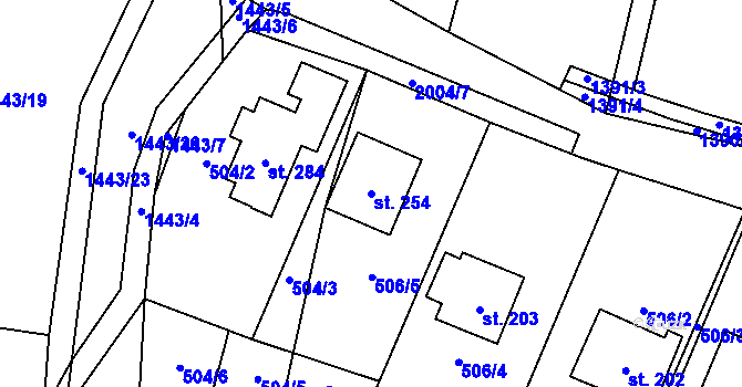 Parcela st. 254 v KÚ Zvěstov, Katastrální mapa