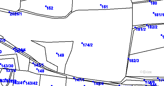 Parcela st. 174/2 v KÚ Zvěstov, Katastrální mapa