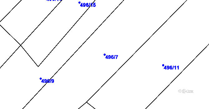 Parcela st. 496/7 v KÚ Zvěstov, Katastrální mapa