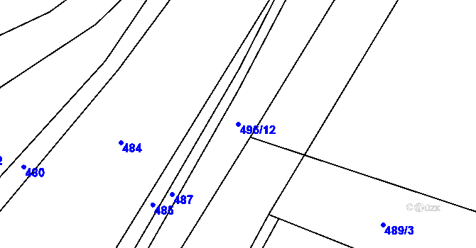 Parcela st. 496/12 v KÚ Zvěstov, Katastrální mapa