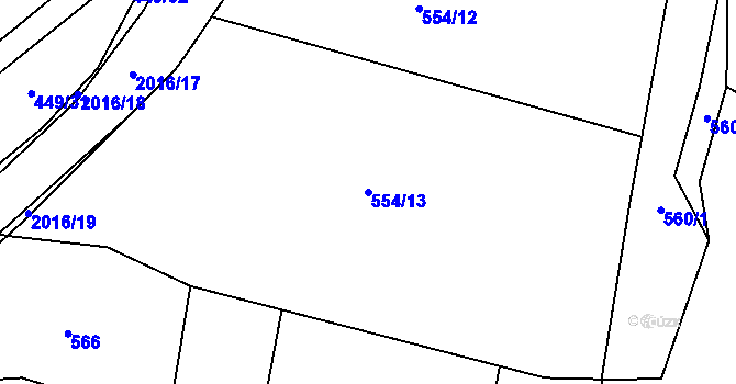 Parcela st. 554/13 v KÚ Zvěstov, Katastrální mapa