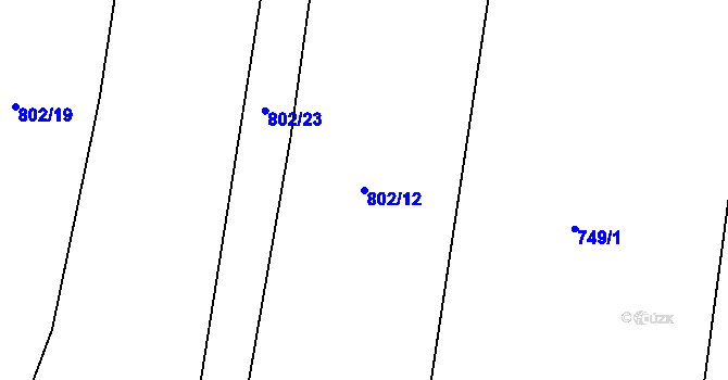 Parcela st. 802/12 v KÚ Zvěstov, Katastrální mapa