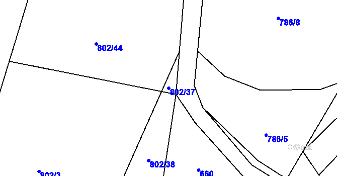 Parcela st. 802/37 v KÚ Zvěstov, Katastrální mapa