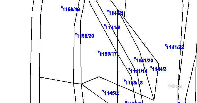 Parcela st. 1158/17 v KÚ Zvěstov, Katastrální mapa