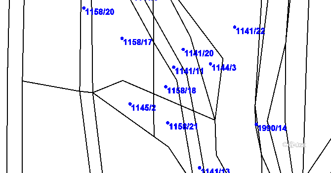 Parcela st. 1158/18 v KÚ Zvěstov, Katastrální mapa
