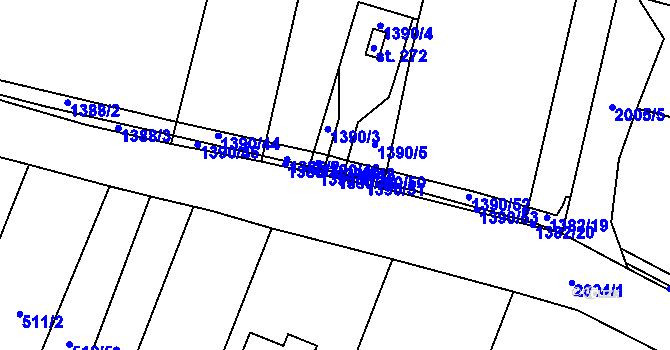 Parcela st. 1390/49 v KÚ Zvěstov, Katastrální mapa