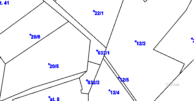 Parcela st. 632/1 v KÚ Spytice, Katastrální mapa