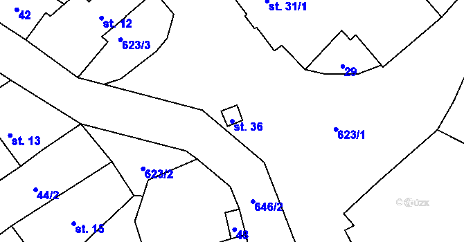 Parcela st. 36 v KÚ Spytice, Katastrální mapa
