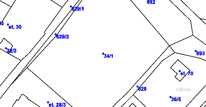 Parcela st. 34/1 v KÚ Spytice, Katastrální mapa