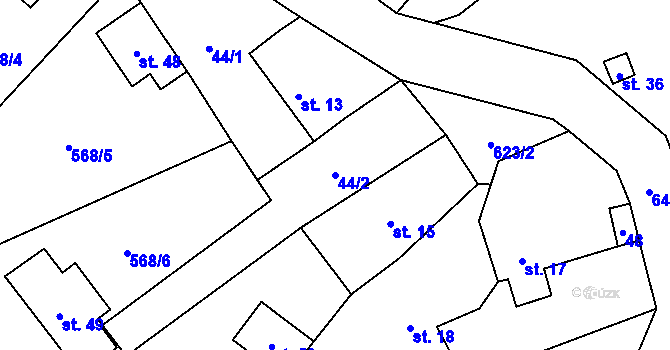 Parcela st. 44/2 v KÚ Spytice, Katastrální mapa