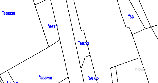 Parcela st. 567/3 v KÚ Spytice, Katastrální mapa