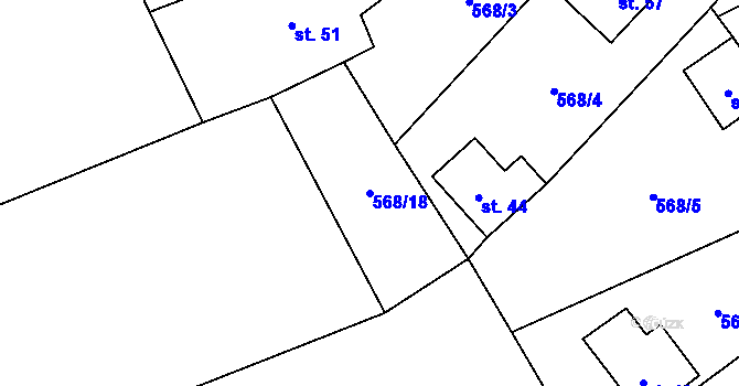 Parcela st. 568/18 v KÚ Spytice, Katastrální mapa