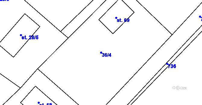 Parcela st. 36/4 v KÚ Spytice, Katastrální mapa