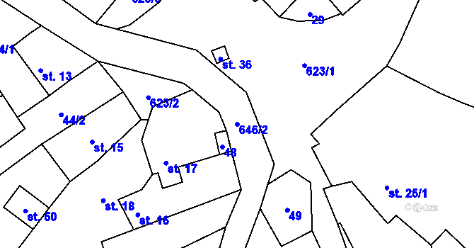 Parcela st. 646/2 v KÚ Spytice, Katastrální mapa