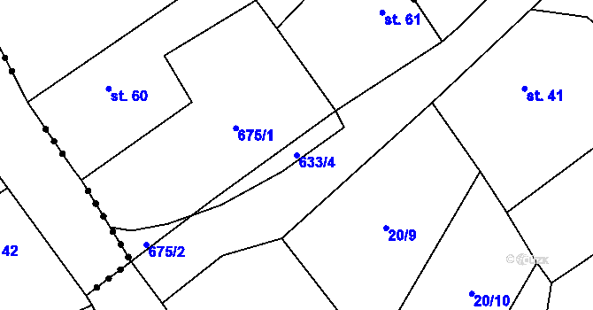 Parcela st. 633/4 v KÚ Spytice, Katastrální mapa